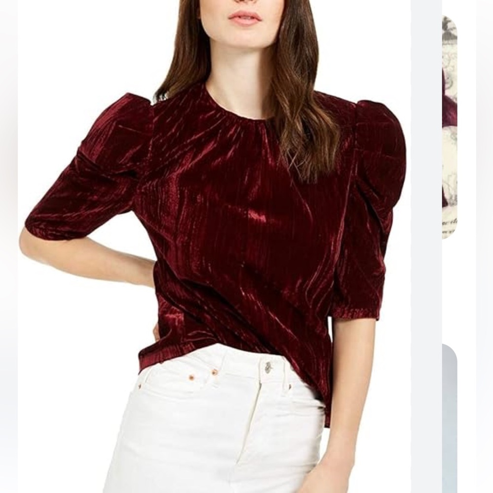 Leyden Fitted Red  Sleeve Blouse
